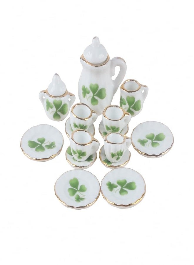 NW 1 Set 15 Pieces 1:12 Ceramics Tea Cup Set Lovely Dollhouse Decoration Set Dollhouse Kitchen Accessories(#6) - Image 2